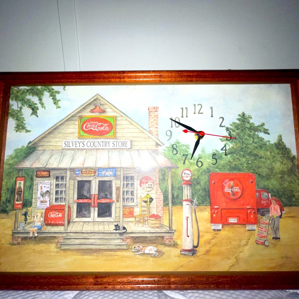 Vintage Framed Coca Cola Advertising
21" Wall Clock Silvey's Country Store.